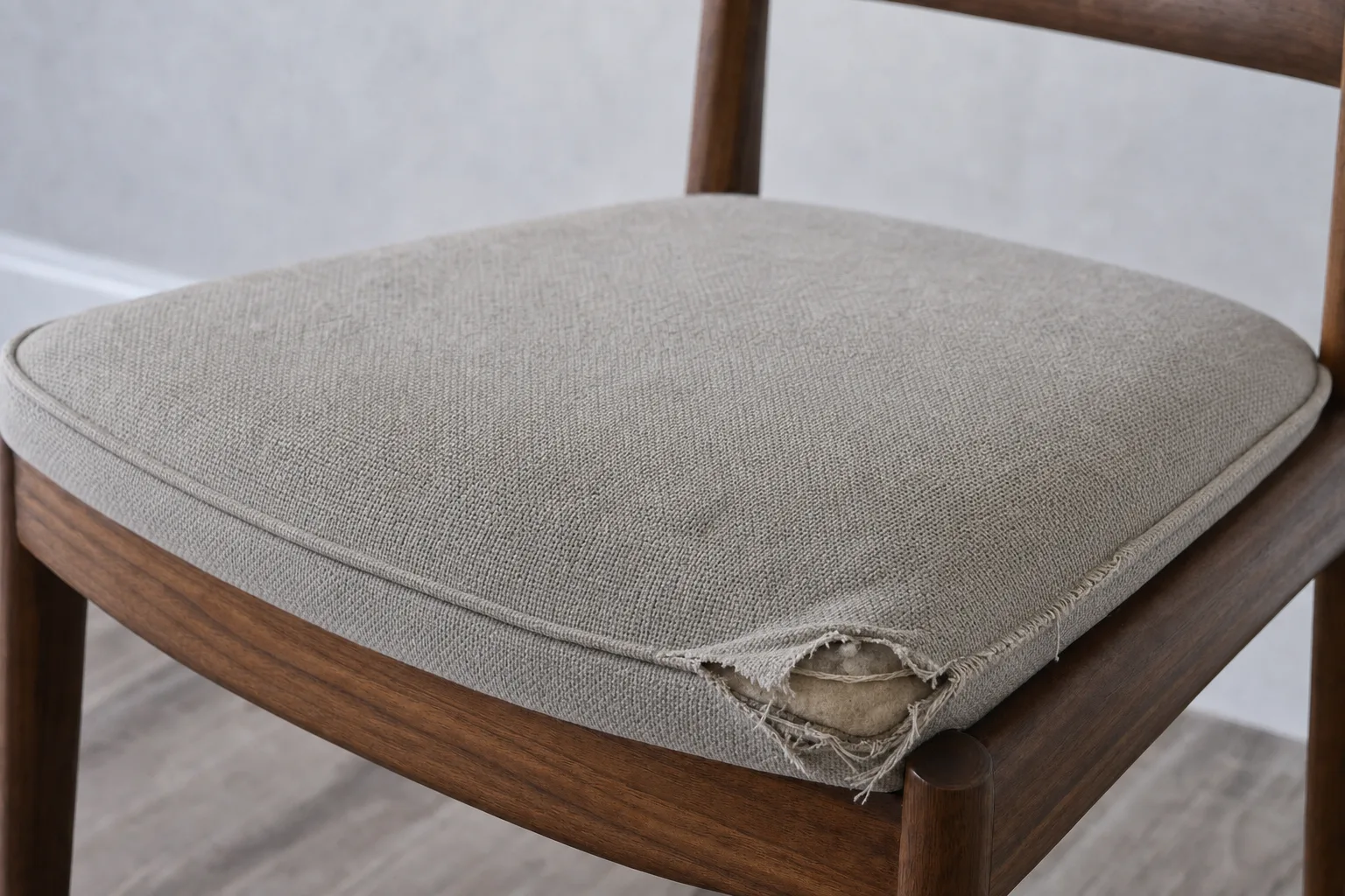 Before: Dining chair: seat reupholstery