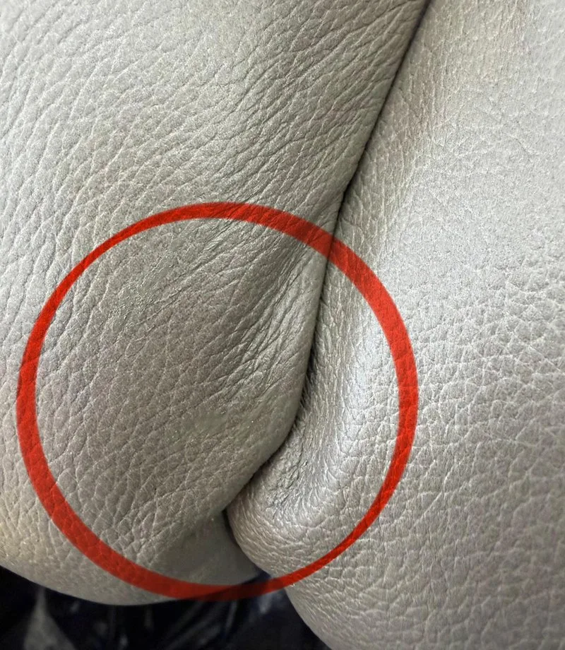 After: Leather seat: split seam closed