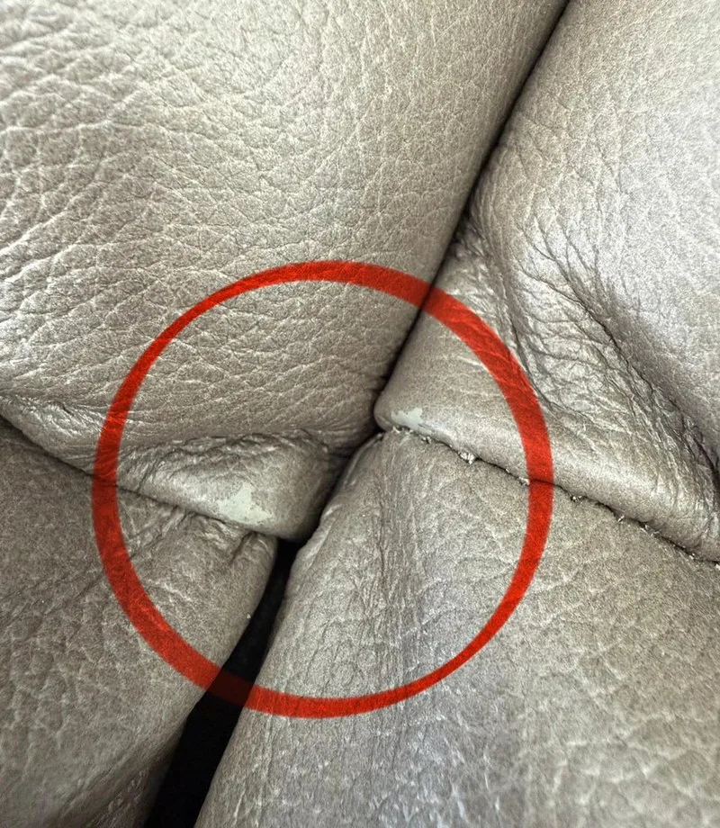 Before: Leather seat: split seam closed