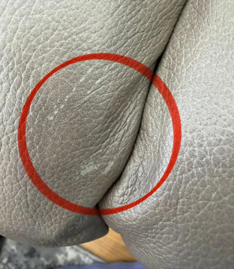 After: Leather seat: worn seam repaired