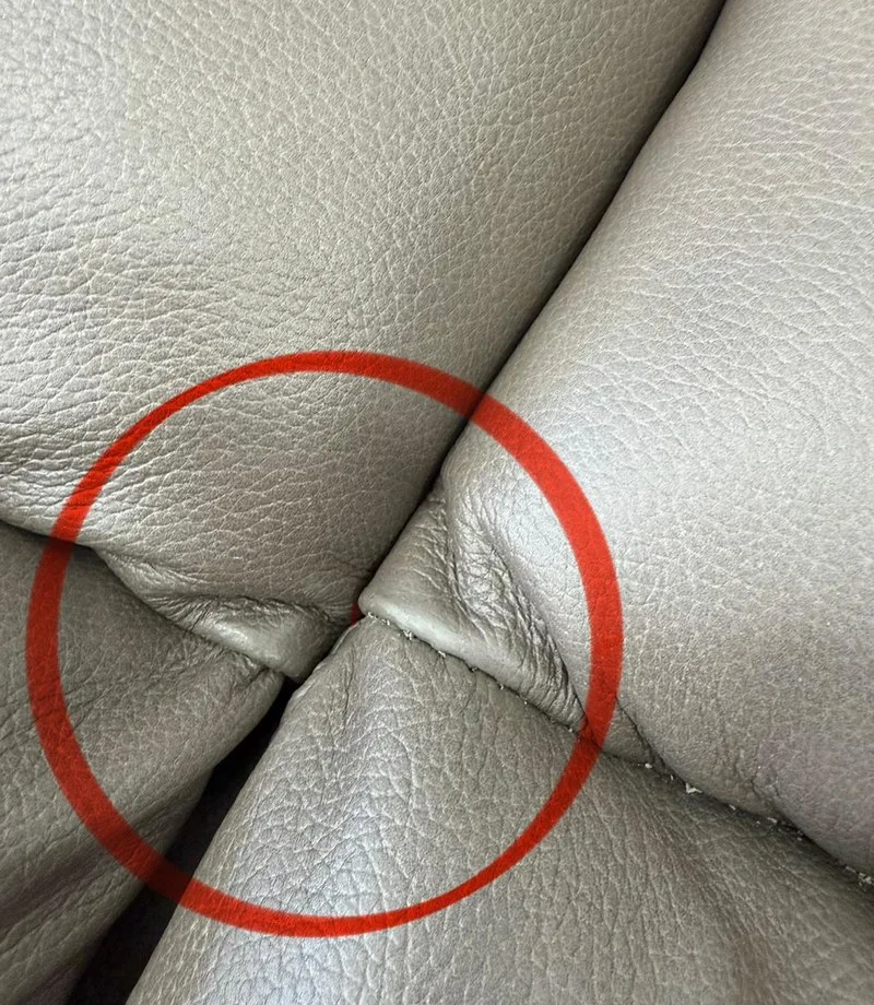 Before: Leather seat: worn seam repaired